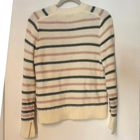 NWT Madewell Cotton Crewneck Sweater in Stripe In Dark Loden Stripe Size XXS - Picture 4 of 7